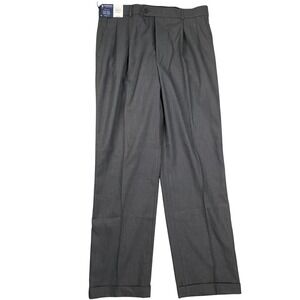 Stafford Essentials Pants Mens 36W 32L Gray Sharkskin Classic Fit Dress Pants
